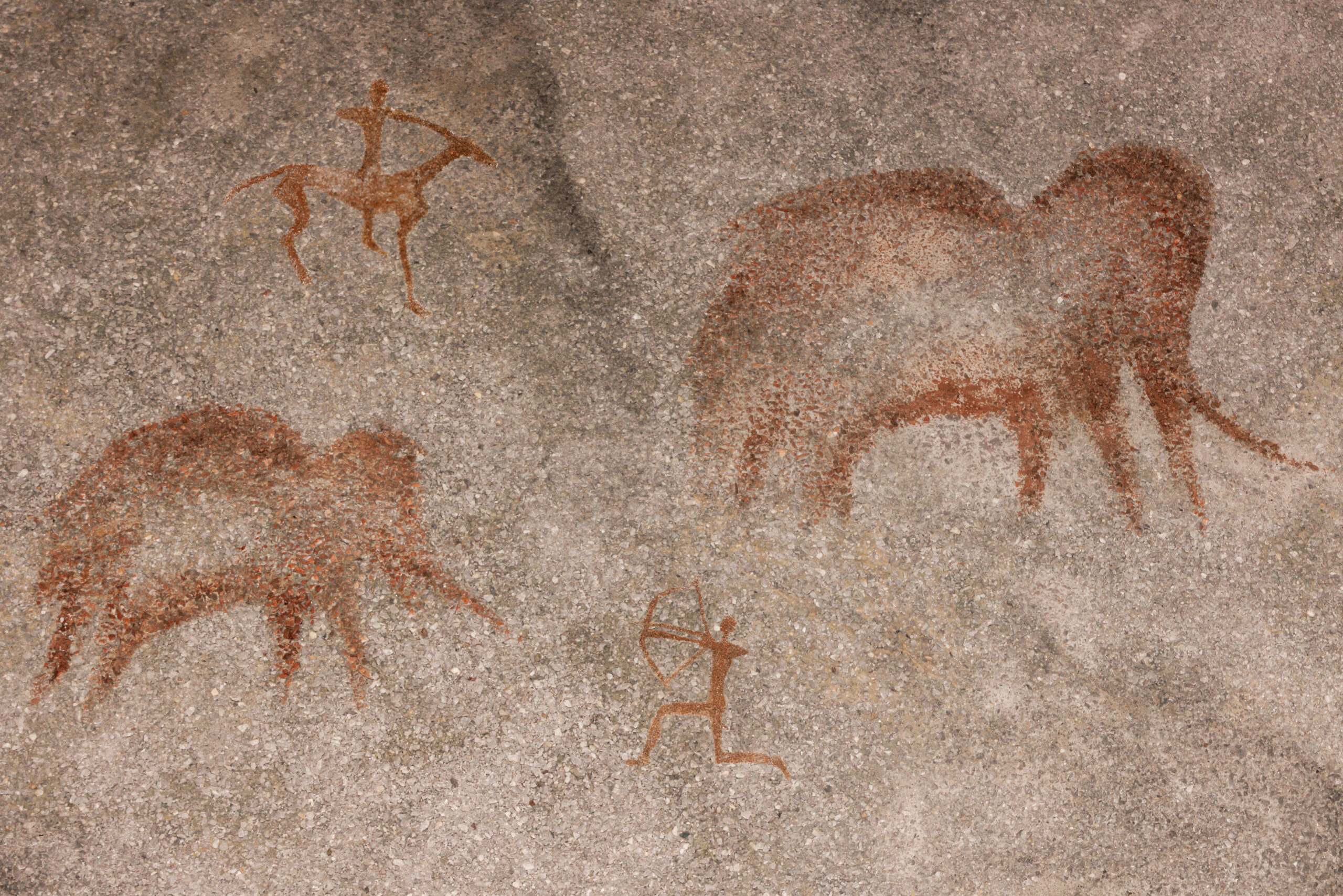 Rock,Paintings,Of,Ancient,People.,On,The,Rock,Wall,Of